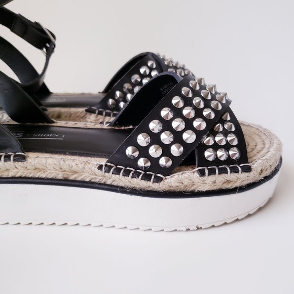 ASOS Black Ankle Strap Studded Platform Sandals - Picture 8 of 13